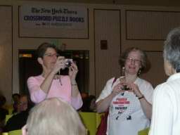Nancy Shack and Cathy Millhauser checking their cameras.