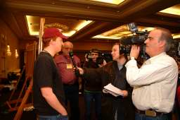 The media descends on Tyler Hinman The media descends on Tyler Hinman